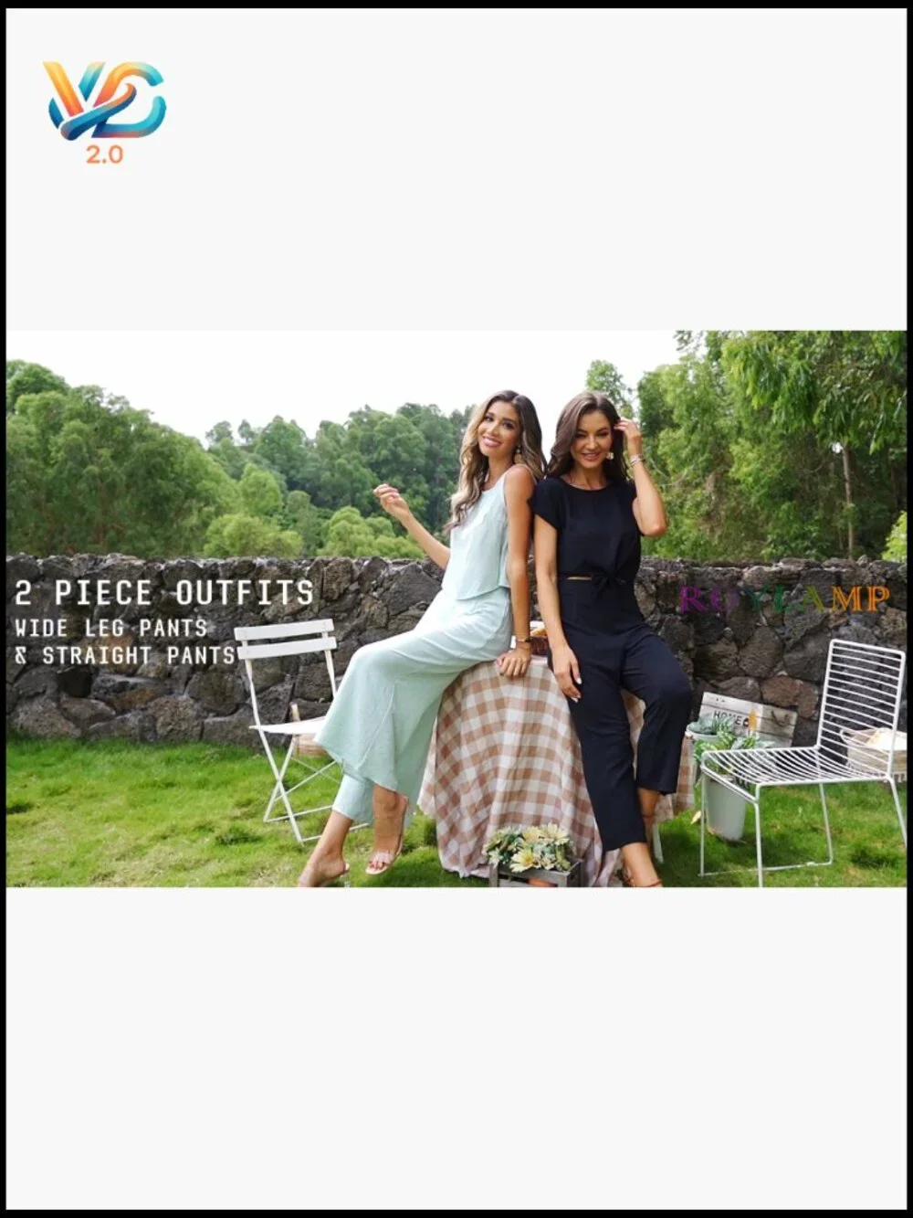 2 Piece Outfits Crop Top Wide Leg Pants Set Jumpsuit Summer Casual - Picture 6 of 6